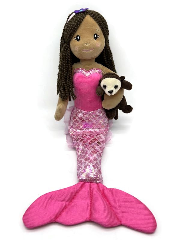 Mermaid Doll With Harbor Seal Stuffed Animal - 16 Inch Plush Toy Set For Girls