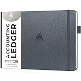 Clever Fox Libro de contabilidad horizontal – Diario columnar y registro de gastos de dinero para pequeñas empresas y contabilidad personal, 10 x 7 pulgadas (negro plateado)