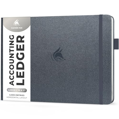 Journal de comptabilité personnelle Clever Fox rigide 25,4 x 17,8 cm noir argenté