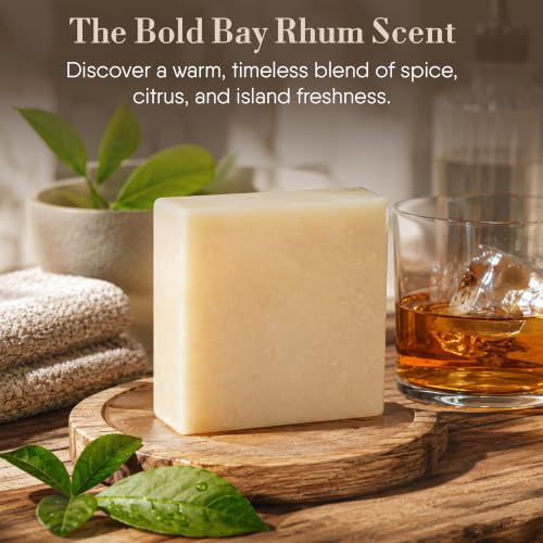 Image of 360Feel Bay Rum Bar Soap - Made in the USA - Castile Handmade, All-Natural, Cold-Processed - Bay Rum Essential Oil - Moisturizing with a Spicy Scent - Calm - Rich, Creamy Lather - (5oz) (Pack of 3)