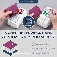 VON HEESEN Slim Wallet mit RFID Schutz - Geldbörse Herren klein - Mini Geldbeutel Damen Portmonee - Kartenetui Echtleder Karten Portemonnaie - Leder Kreditkartenetui Pink – Ansicht 4
