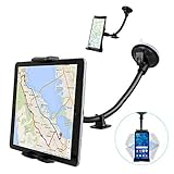 EEEKit Car Tablet Holder, Long Arm Suction Cup Mount for 4-12'' Tablet, Tablet Holder for Car for SUV Truck Vehicle Lift Uber - Car Windshield Window Mount for iPad 2-in-1