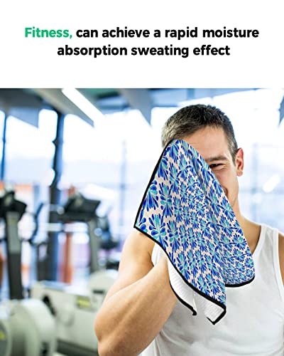 Ocomster Blue Flowers Golf Towel With Carabiner Clip, Hand Draw Pattern Vintage Linen Texture Microfiber Waffle Pattern Golf Towel, Golf Accessories For Cleaning Clubs And Balls, 24X16 In #TOP7