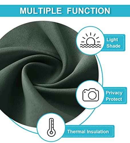 RYB HOME Privacy French Door Cover, Room Darkening Window Curtains for Front/Tricia/Patio French Door Tie up Shade for Sightseeing, W26 x L80 inch, 1 Panel, Dark Green