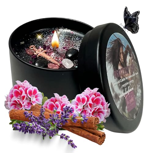 The Goddess of Flame Protection Candle Spiritual Cleansing & Energy Shield | Hand-Poured Soy & Coconut Wax Ritual Candle with Crystals & Herbs | 4oz