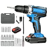 Akkuschrauber Set, Professional Akku-Schlagbohrschrauber, Akku Bohrschrauber Set mit 25+1 Drehmomentstufen, 2-Gang, LED-Licht, Schlagbohrschrauber mit 23tlg Zubehör für Haus DIY Projekte