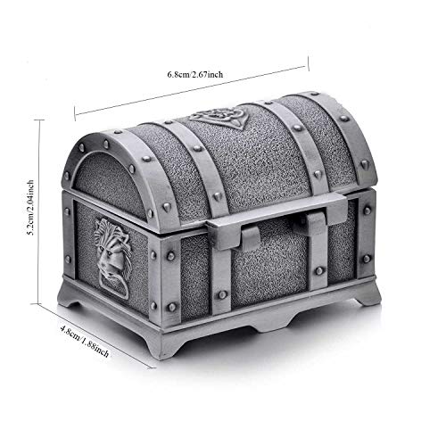 Aveson Rectangle Vintage Metal Treasure Chest Trinket Jewelry Box Gift Box Ring Case For Girls Ladies Women, Small, Tin Color #TOP5