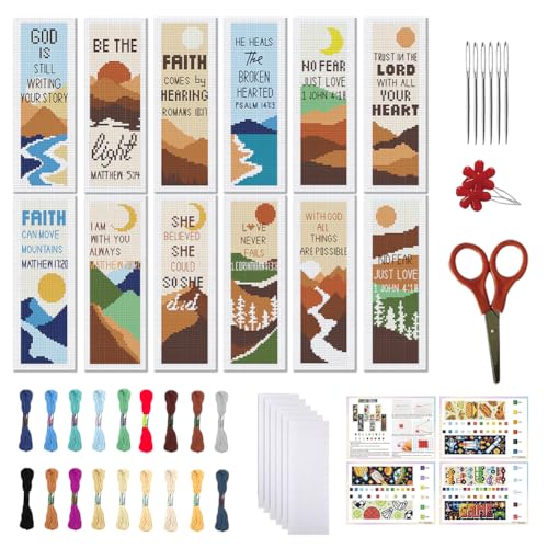 Marque-pages point de croix estampillé kit complet pour offrir un cadeau fait main