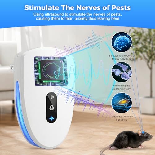 Image of 6 Packs Ultrasonic Pest Control Repeller,Upgraded Spider Repellent Indoor for Mosquito, Mice, Spider, Ant,Ultrasonic Plug in Mouse Repeller for Rodent,Roach,Bugs,Fly,Rat,3 Mode Switching House D2