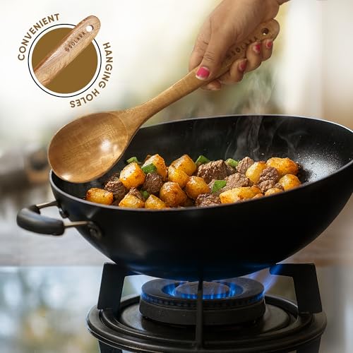 Image of SOLARA Neem Wooden Spatula Set of 5, Spatula Kitchen Tools, WoodenLadle, Spatula Set for Non-Stick Pan, Naturally Antibacterial, Eco-Friendly & Non-Toxic, Ideal for Non-Stick Cookware