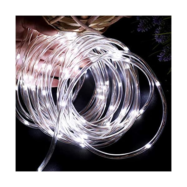 Lighting ever 33 ft 100 led outdoor rope lights cool white 6000k, 1/4 in pencil-size, flexible waterproof tube string lights for deck railing, patio ground, garden yard lawn, fence, balcony - image 4