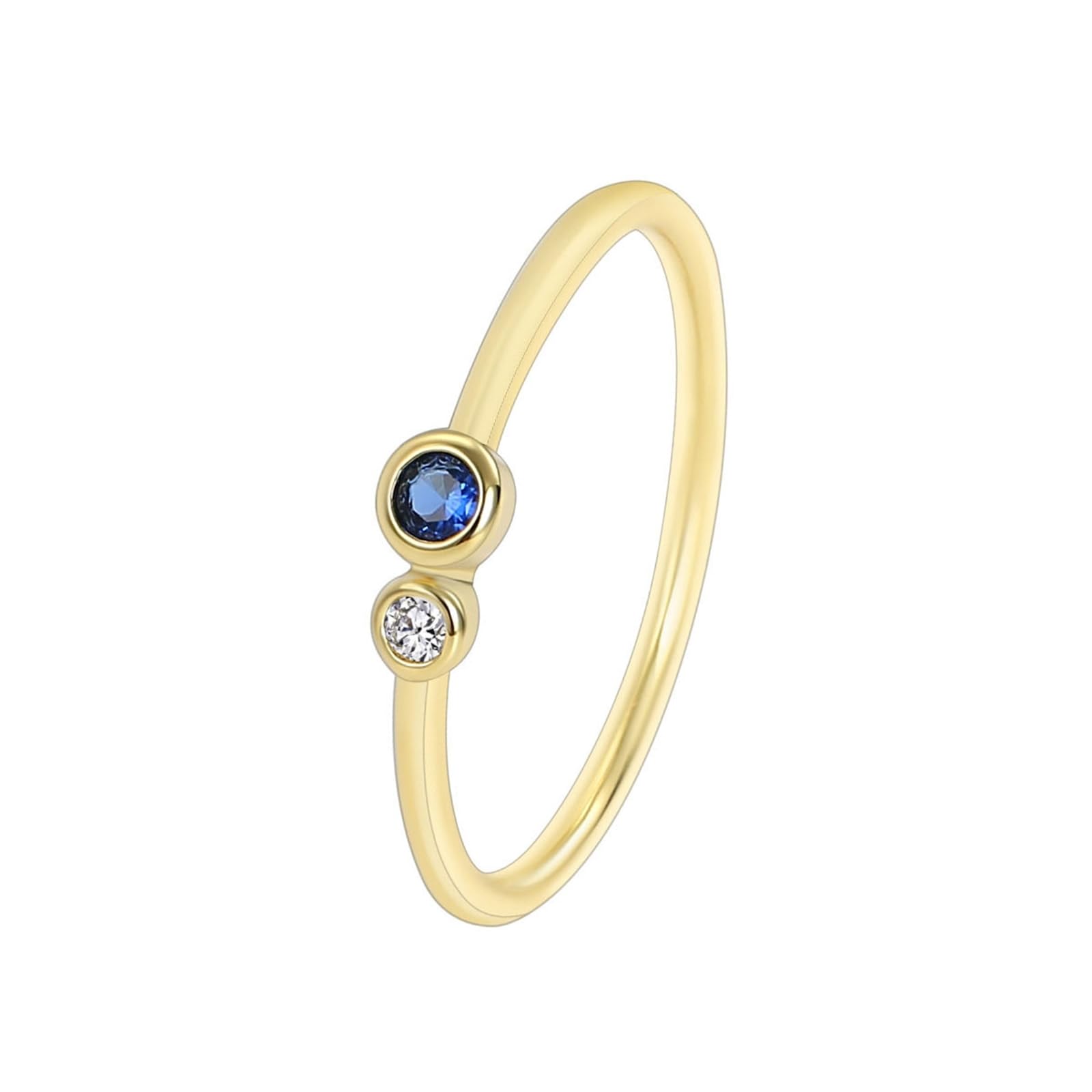 Anillos de zafiro para mujer, oro auténtico, alianzas de oro de 9 K/14 K/18 K, oro amarillo delicado para mujeres