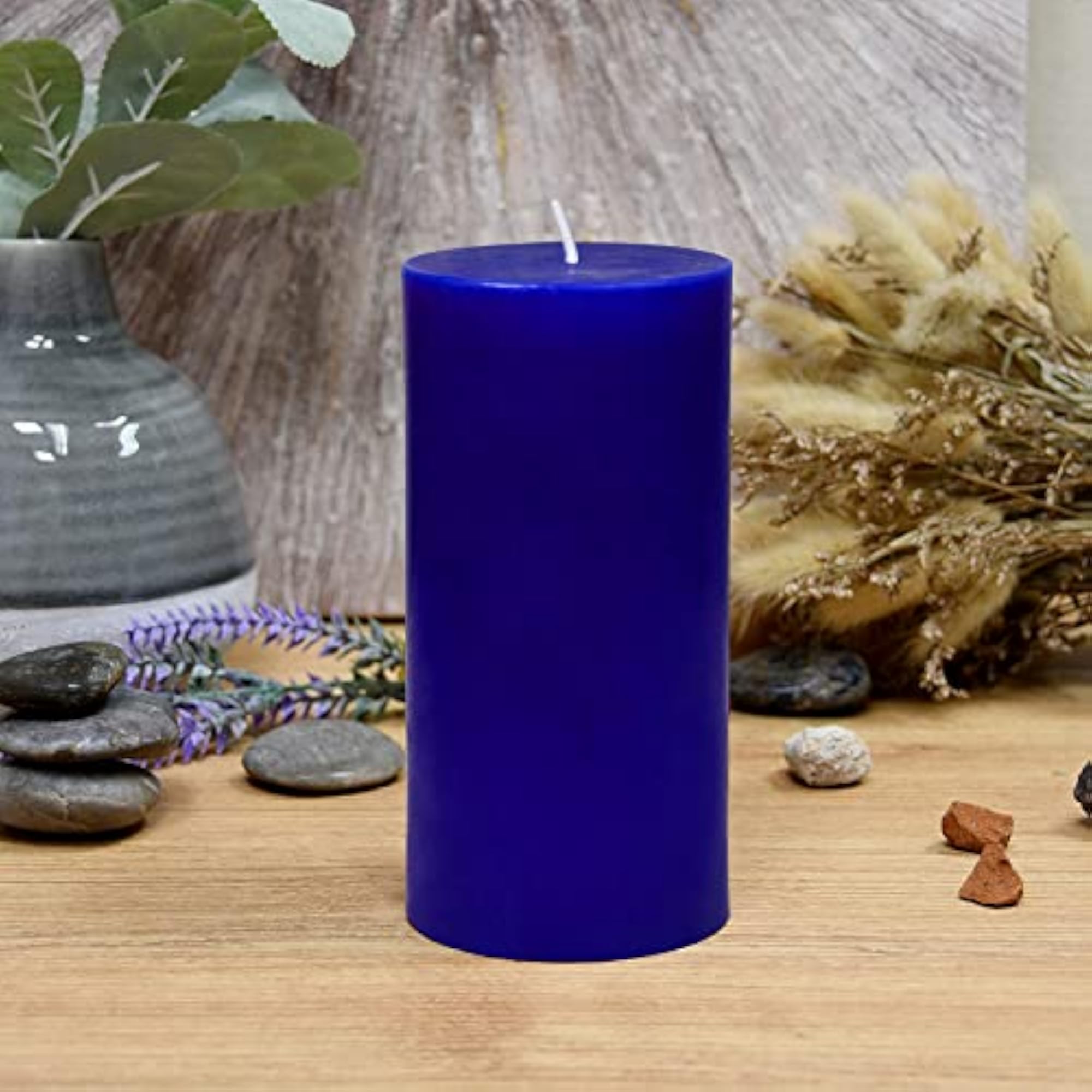 3 by 6-inch Blue Pillar Candle