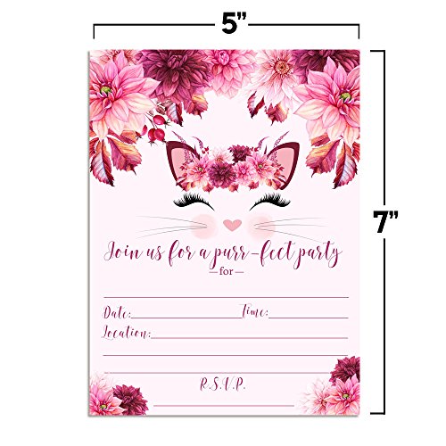 Invitation anniversaire fille chat prête à remplir pour manque de temps - 5
