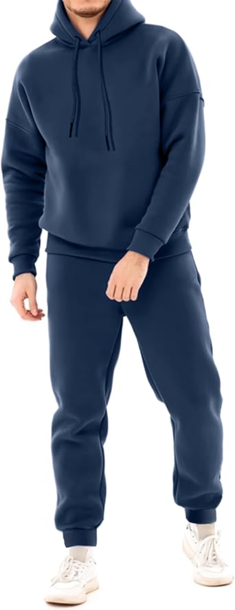 Mens 2 Piece Tracksuits Fleece Pullover Sweatsuits Athletic Fit Jogging Hoodie Outfit Set