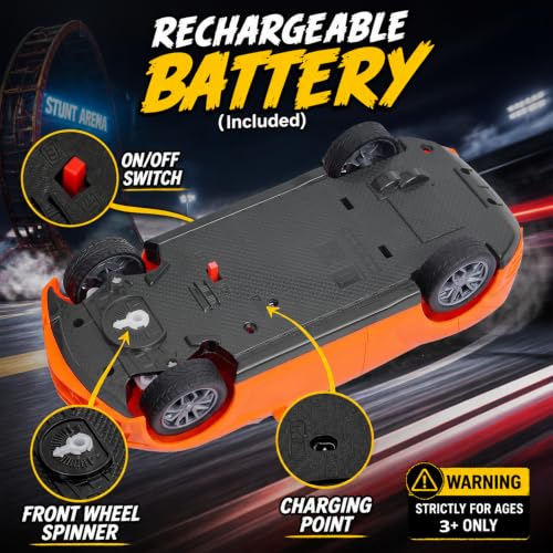 Image of Gooyo GY-448JM Rechargeable Remote Control Car Toy | Orange Color, Power Source: Lithium Rechargeable Battery for Car (Included) & 2xAA Battery for Remote Controller (Not Included)