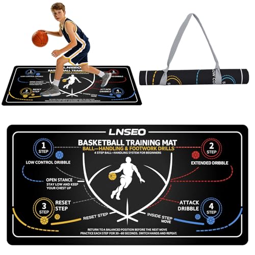 Basketball Training Mat & Equipment - Silent Neoprene Agility Footwork Trainer for Kids Youth - Non-Slip Dribble Training System for Home Practice - Improve Ball Handling Speed & Control