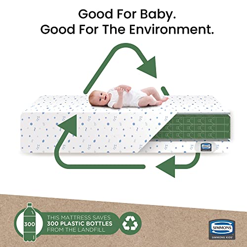 Simmons Kids Quiet Nights Dual Sided Baby Crib Mattress & Toddler Mattress - Sustainably Sourced Core - Waterproof - Hypoallergenic - Greenguard Gold Certified (Natural) - Ideal Firmness - Made In Usa #TOP4