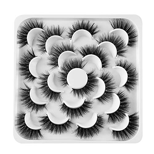 ARRIVEOK SKONHED 10 Pairs Handmade Lashes False Eyelashes Crisscross 3D Faux Mink Hair Eye Lash Extension Woman Wispy Flared Natural(03)