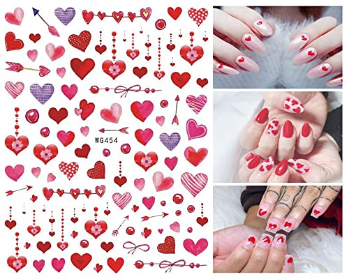 Valentine's Day Nail Stickers, 3D Heart Nail Decals Love Heart Angel Sweet Lip Nail Design Self-Adhesive Valentines Nail Art Stickers Best Valentines Day Gifts For Mom(6 Sheets ) #TOP4