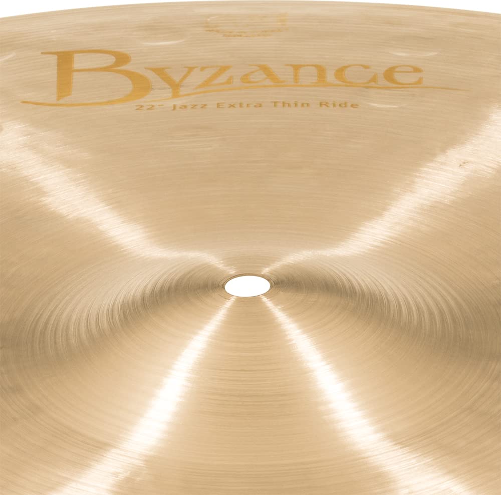 Meinl Cymbals Byzance Jazz Ride Extra Thin 22 Zoll (Video) Schlagzeug Becken (55,88cm) B20 Bronze, Traditionelles Finish (B22JETR)