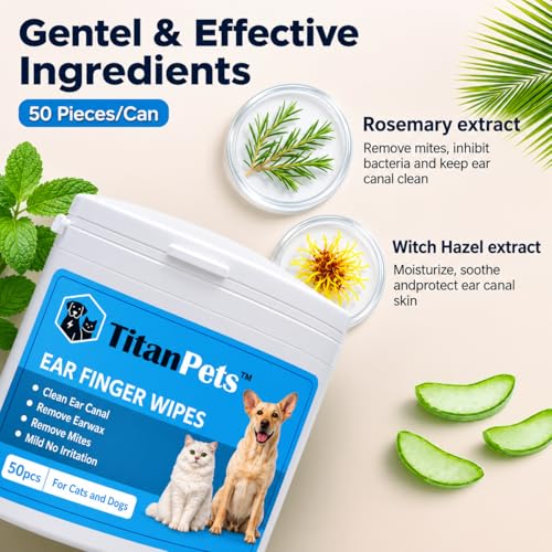 Image of Pets Teeth & Ear Cleaning Finger Wipes - Pets Dental Wipes | Dogs & Cats Finger brush - Hypoallergenic, Unscented Cleaning & Oral Hygiene for Fresh Breath and Healthy Wipes (Ear,Teeth Combo)