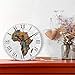 ABLINK Africa Ethnic Map with Countries Round Wall Clock, Silent Non Ticking Oil Painting Home Office School Decorative Clock Art