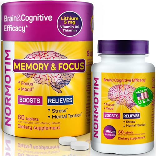 Lithium Supplement 5 mg – Alternative to Lithium Orotate 5 mg – Brain & Memory Support for Calm Mood & Focus – Fast-Dissolving Tablets, Non-Drowsy – 60 Count – Made in USA