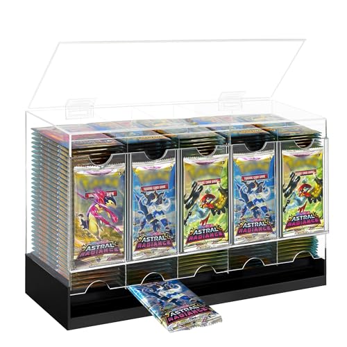 VERSSURE 5-Slot Booster Pack Dispenser with Non-Slip Base Acrylic Card Pack Dispenser Fits 200 Booster Packs for Dispensing Card Holders Storage Case for Trading Card and Sports Card Packs
