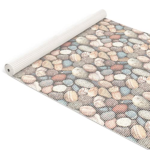 ANRO Weichschaummatte Badematte Bad Dusche WC Vorleger Teppich Antirutsch Badläufer Steine Beige Breite 130x260cm