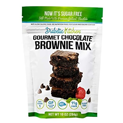 Diabetic Kitchen Sugar Free Brownie Mix - Low Carb Desserts & Sweets Baking Mix - 1 Net Carb Gluten Free Dark Chocolate - 11G Fiber No Artificial Sweeteners or Sugar Alcohols
