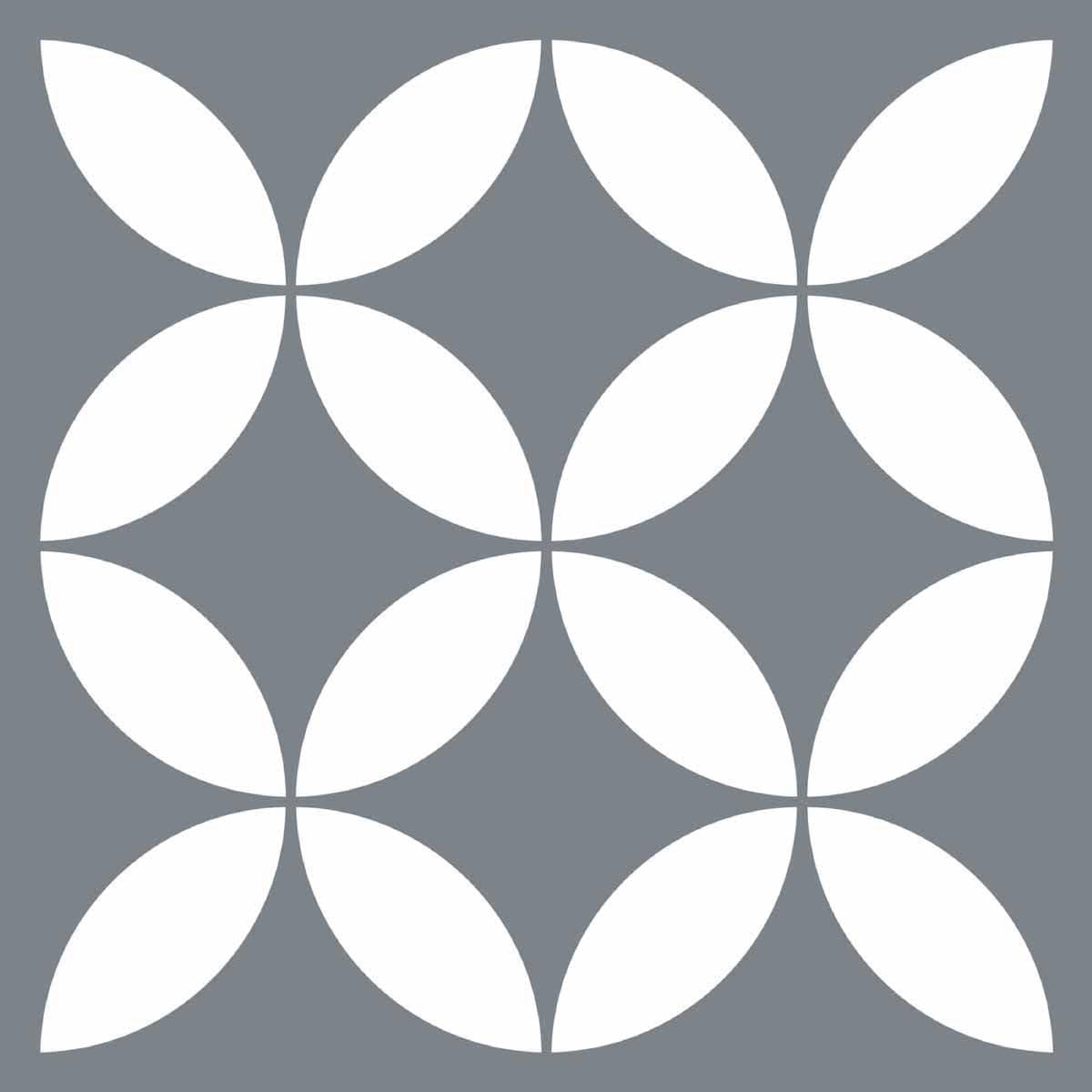Draeger Paris – Adhesive Wall Tiles – Ideal for Kitchen and Bathroom – Set of 6 Adhesive Tiles, Grey and White Rosettes Design 15 x 15 cm