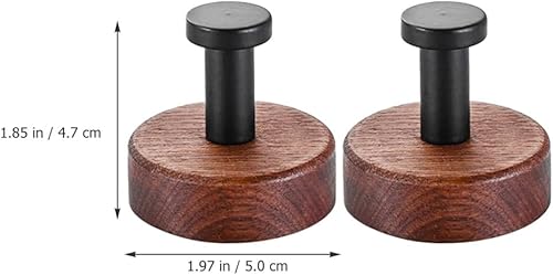 Miniatura 6 de Ganchos para bolsas, 2 ganchos de pared de madera, ganchos redondos adhesivos montados en madera rústica, gancho para bata, perchero para colgar