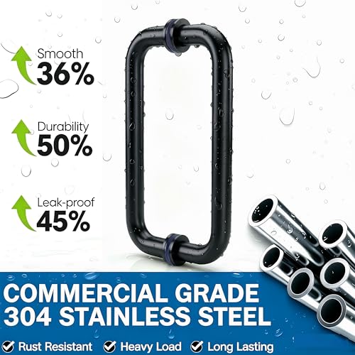 NovaNectar Glass Shower Door Handle, Bathroom Shower Door Replacement Handles, Back to Back 304 Stainless Steel Pull Hardware for Sliding、Frameless Shower Doors Handle (Matte Black, 6 inch) by NovaNectar - Image 3