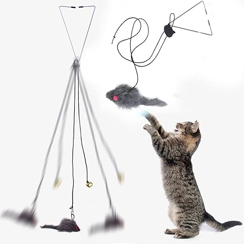 Miniatura 3 de ZZJBGS Juguetes interactivos de plumas para gatos, juguete retráctil para gatos, juguetes interactivos colgantes para gatos de interior para gatos