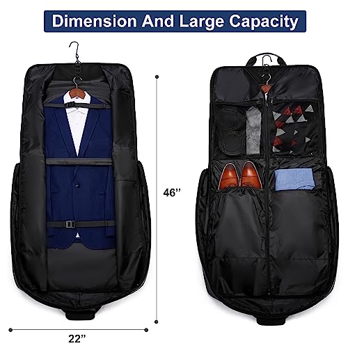 Garment Bags for Travel Large Suit Bag for Men Women, Foldable Carry on Garment Bag 40-Inch Up to 3 Suits for Business Trips, Waterproof 2 in 1 Hanging Suit Luggage Bag, Fits 15.6 Inch Laptop, Brown - Image 4