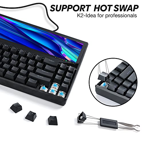 Kwumsy Portable Monitor Split Screen Keyboard Mechanical Multifunctional Keyboard With Built-In 12.6'' Touchscreen Usb Expansion Compact 71 Keys Rgb Led Backlit N-Key For Windows Mac Android (K2) #TOP6