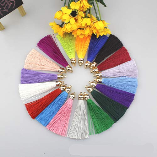 Gbstore 12 Pcs 8 Cm Silk Long Tassel With Gold Metal Caps Multicolored Fashion Soft Imitation Silk Tassels For Earrings Curtain Jewelry Making Key Chain Cellphone Bag Diy Accessories(Mix Color) #TOP6
