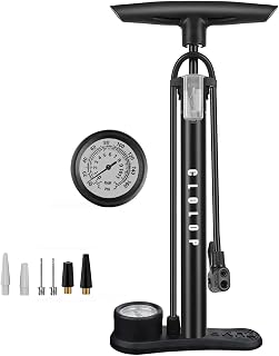 CLOLOP T2 Bike Floor Pump with Gauge - 160 PSI for Presta & Schrader Valves, Inflates Tires, Balls & Inflatables