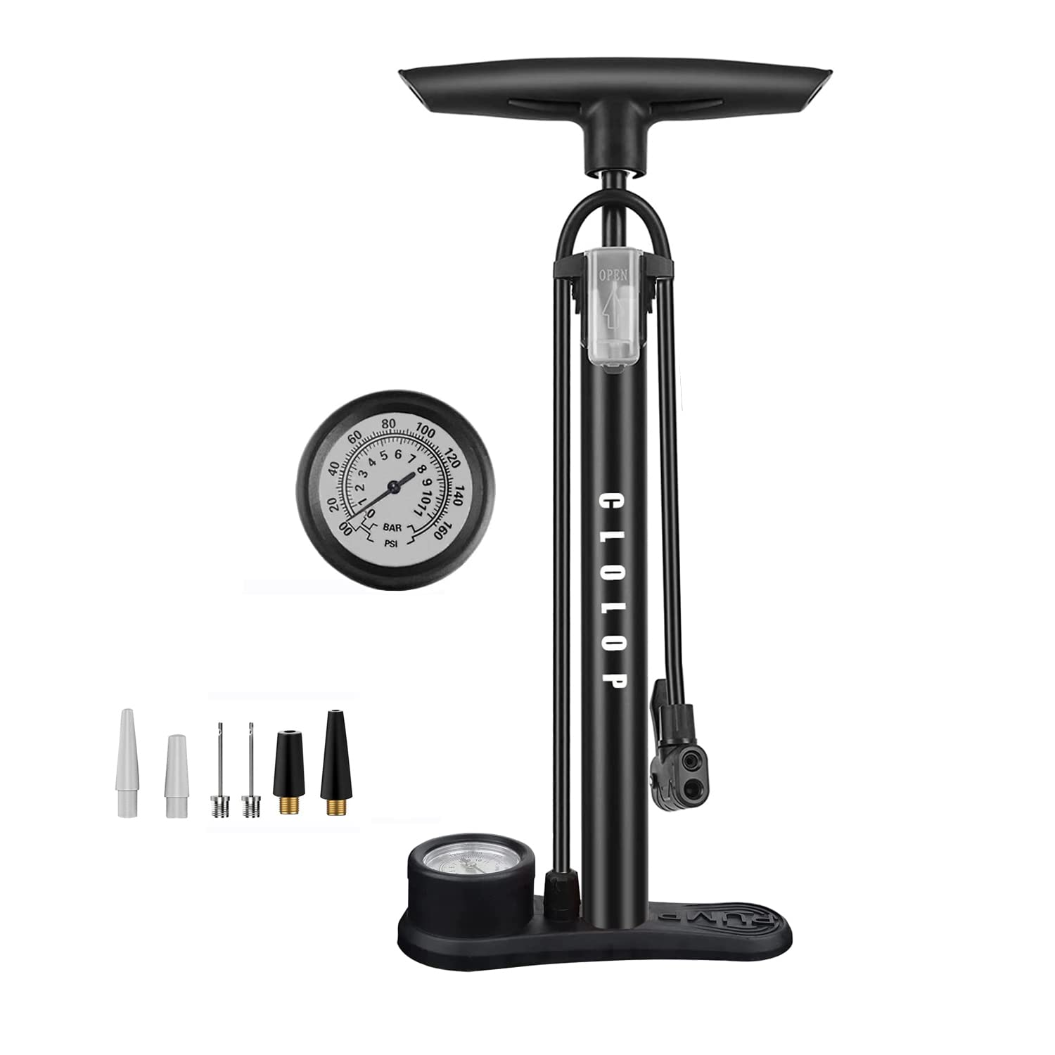 CLOLOP Bike Pump Bicycle Floor Pump Stand Pump Ball Pump With Presta & Schrader Valves For Bike Tyre Sports Ball Balloons Swimming Rings, etc.CLOLOP Bike Pump Bicycle Floor Pump Stand Pump…