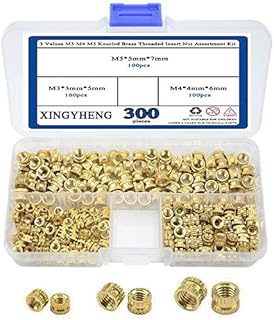 XINGYHENG 300PCS 3 Values M3 M4 M5 Knurled Brass Threaded Insert Nut Hydraulic Welded Joint Injection Molding Assortment Kit