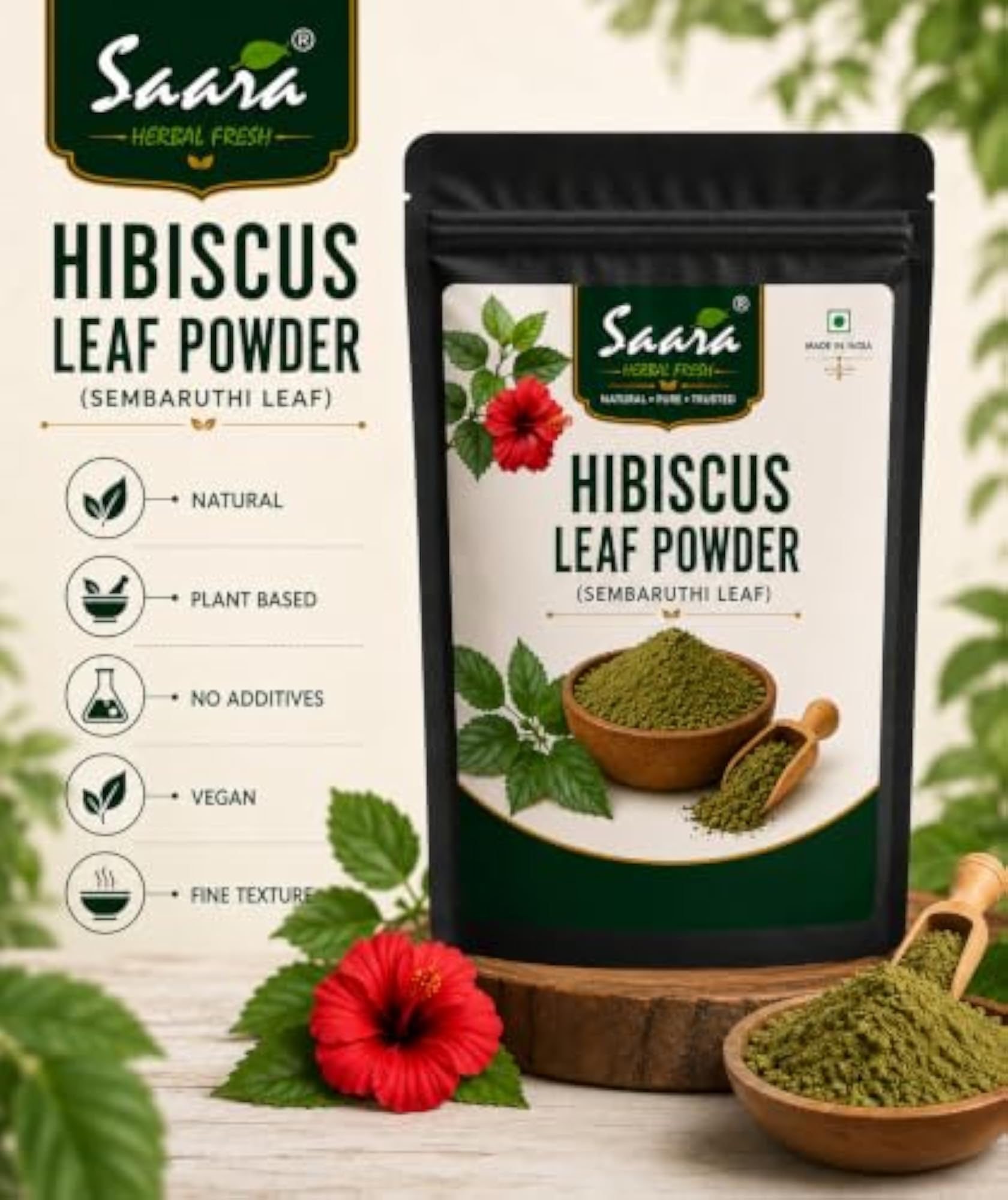 Hibiscus Leaf Powder (100g), Natural Hair Care