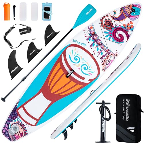 Paddle board, 10’6 x 33" x 6" Ultra-Wide Inflatable Paddle Board for Adults, Lightweight SUP Board with Backpack, Pump, Waterprrof Phone Case Repair Kit for Yoga, Fishing, Surfing