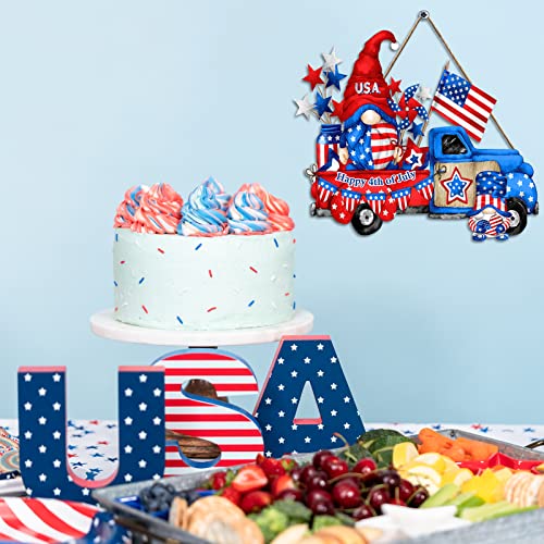 Patriotic Sign 4Th Of July Hanging Door Sign American Flag Truck Wooden Sign Independence Day Door Decor Happy 4Th Of July Sign For Indoor Outdoor Farmhouse Porch Decor，12 X 9 Inch (4Th Of July) #TOP2