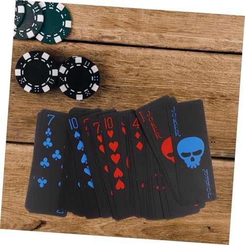 FRCOLOR Skull wasserdichte Spielkarten Schwarze PVC Pokerkarten für Erwachsene Kreative Skull Spielkarten für Partys Familienfeiern und Gesellschaftsspiele Langlebig und Wasserfest – Bild 7