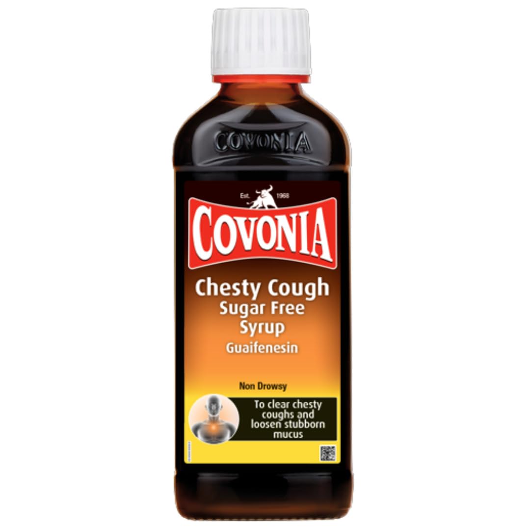 CovoniaChesty Cough Sugar Free Syrup Loosen Chesty Coughs & Troublesome Stubborn Mucus Alcohol Free Suitable For Vegetarians & Vegans For Adults & Children Aged 12 + Cough Medicine 150ml