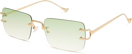 Gafas de sol rectangulares sin montura para mujeres y hombres, gafas de sol cuadradas sin marco AP3627