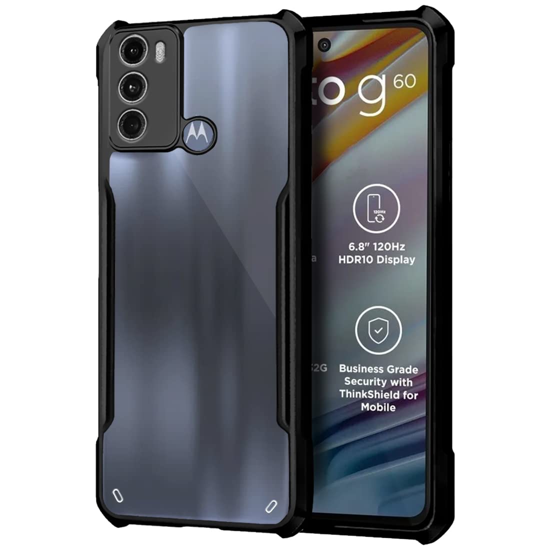 Fashionury Motorola Moto G60 / Moto G40 Back Cover Transparent Back Case|Ultra Thin Slim Crystal Clear Hard PC with TPU Bumper, Military-Grade Protection Case - (Black Bumper) (B0BBS1D3ZW) Amazon Price History, Amazon Price Tracker