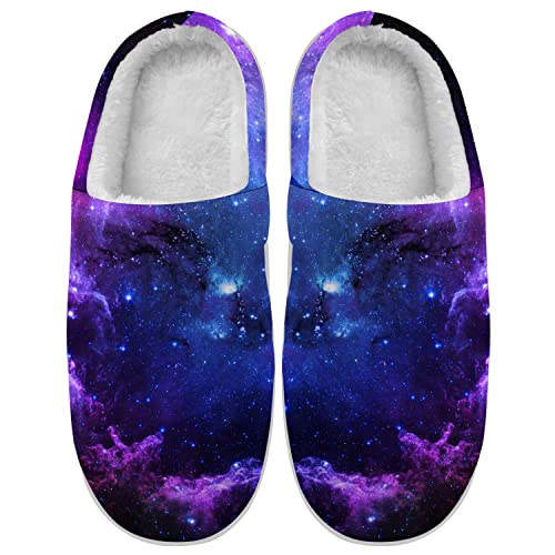 Ciadoon Galaxy Slippers for Women Men House Slippers Memory Foam Fuzzy Slippers Anti-Skid Winter House Shoes Gifts
