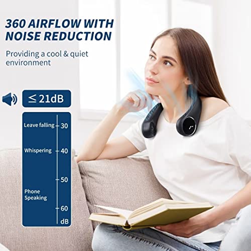 Samisko Portable Bladeless Neck Fan With Led Display,5000 Mah Battery Operated Wearable Personal Fan, Leafless, Usb Rechargeable, Headphone Design, Usb Powered Desk Fan With 3 Speeds(Yellow) #TOP4